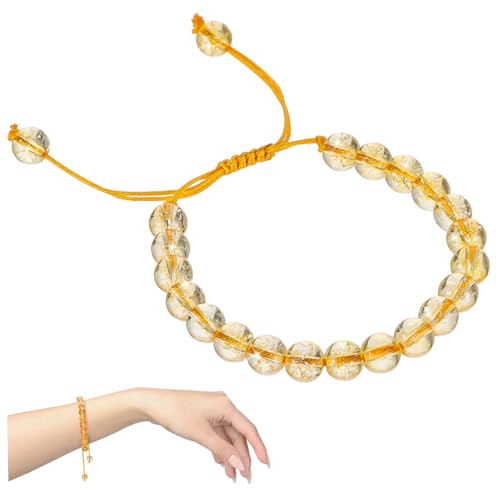 Healvian 2 Stück Citrinarmband Armbänder Armband für jugendliche Mädchen Perlenarmband für Erwachsene Verstellbares Armband Handgelenkschmuck Zitrin von Healvian
