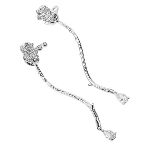 Healvian 2 Stück Clip-Ohrringe mit Rosenmotiv Rosenohrring Trendy zierlich Nicht durchbohrter Rosen-Ohrclip Ohrclip an Clip-On-Ohrring-Basis Ohrringe Frauen Zirkon Silver Healvian 2 Stück Clip-Ohrringe mit Rosenmotiv Rosenohrring Trendy zierlich Nicht durchbohrter Rosen-Ohrclip Ohrclip an Clip-On-Ohrring-Basis Ohrringe Frauen Zirkon Silver von Healvian