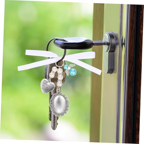 Healvian 2 Stück DIY Anhänger mit Perlen und Schleife Herzförmige Schmuckanhänger für Brautstrauß Dekoration Geeignet für Hochzeitsfeier und Bastelverzierungen von Healvian