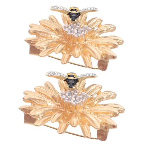 Healvian 2 Stück Daisy und Bienen Broschen Blumenbrosche mit Strass Schmuck für Damen Sicherer Anstecker Modische Anstecknadeln für Kleider Mäntel Schals und Anzüge von Healvian