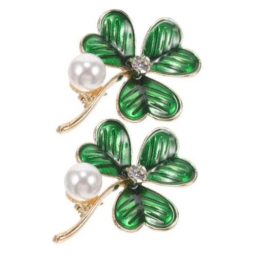 Healvian 2 Stück Damen Brosche Metall Kleeblatt Anstecknadel Mode Schmuck für Kleidung Schals Kleider Glatte Kanten Langlebig Eleganter Look Verarbeitung Modisches Design von Healvian