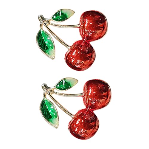 Healvian 2 Stück Damen Broschen Kirsche Anstecknadeln Modisch Verspieltes Design Vielseitig Kombinierbar Eleganter Lapel Pin für Alltag und Besondere Anlässe von Healvian