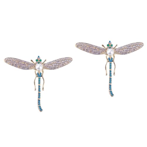 Healvian 2 Stück Drachenfliegen Brosche mit Kristallen für Damen Anstecknadel für Kleidung Schals Hüte Perfektes für Feiern Hochzeiten Besondere Anlässe Design von Healvian