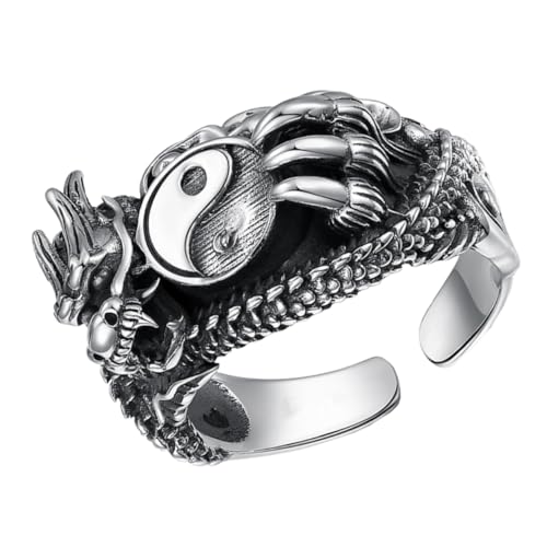 Healvian 2 Stück Drachenring für Männer Vintage Metallring Verstellbarer Fingerring Hochwertigem Material Langlebiger Schmuck für Herren für Freunde Besondere Anlässe von Healvian