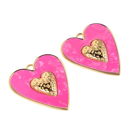 Healvian 2 Stück Edelstahl Herzanhänger Groß in Rosa Langlebige Hautfreundliche Liebes-pendants für DIY Schmuck Armbänder Valentinstagsgeschenke und Handwerksprojekte von Healvian