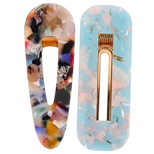 Healvian 2 Stück Einfache Bunte Acryl Haarspangen für Dünne Haarklammern für Frauen und Mädchen Dekorative Haarclips zum Stylen und Fixieren Vielseitiger Haarschmuck für Alltag und von Healvian