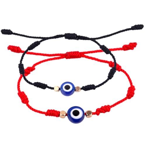 Healvian 2 Stück Einstellbare Handgefertigte Geflochtene Evil Eye Armbänder Für Männer Frauen Rotes Und Schwarzes Freundschaftsarmband Hautfreundlich Modisch Und Komfortabel von Healvian