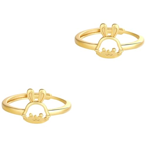 Healvian 2 Stück Einstellbarer Bunny Ring mit Goldener Beschichtung Kreativer Tier Ring für Damen Süßes Healvian 2 Stück Einstellbarer Bunny Ring mit Goldener Beschichtung Kreativer Tier Ring für Damen Süßes von Healvian