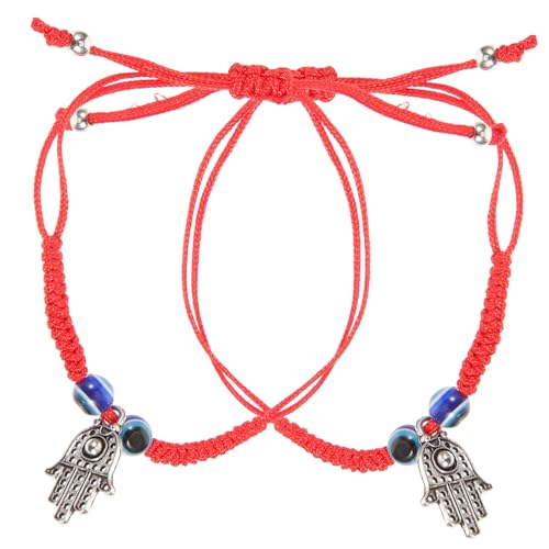 Healvian 2 Stück Einstellbares Evil Eye Armband Rotes Geflochtenes Seilarmband mit Blauem Auge Unisex Schmuck für Männer und Frauen Modisches Glücksbringer Accessoire für Alltag und Party von Healvian