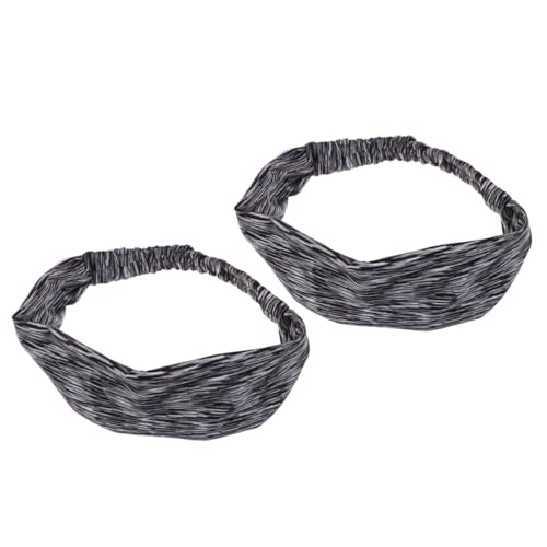 Healvian 2 Stück Elastisches Fitness Stirnband mit Knöpfen Atmungsaktives Weiches Haarband für Yoga und Sport Dehnbares Schweißband für Damen und Herren Schwarz von Healvian