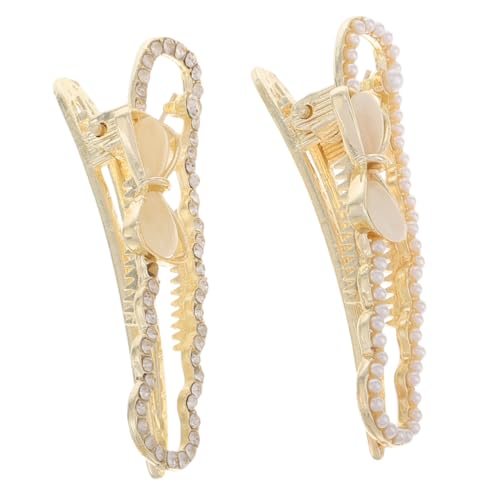 Healvian 2 Stück Elegante Haarspangen mit Strass und Perlenbesatz in Schleifenform Stilvolle Haarschmuck Clips für Damen Fester Halt Vielseitig für Alltag und Festliche Anlässe von Healvian