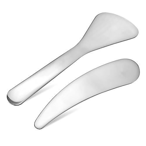 2 Stück Spatel Kosmetik Edelstahl Kosmetikspatel für Creme Face Spatula Kosmetik Spatel Augencreme Creme Spachtel Gesichtsmaske Spatel Löffel Make Up Spatel für Augencreme Gesichtscreme Lotion von Healvian