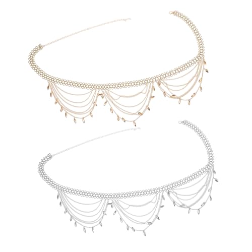 Healvian 2 Stück Ethnische Taillenkette Damen Metall Mehrlagig Verstellbar Modische Bauchkette für Kleider Jeans Festival Sommer Outfits von Healvian
