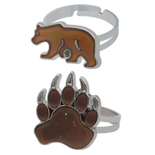 Healvian 2 Stück Farbveränderter Öffnungsring zarter Fingerring Thermochromer Ring Farbwechselringe Kreativer Ring tierische Ringe Fingerring Legierung (Eisen) von Healvian