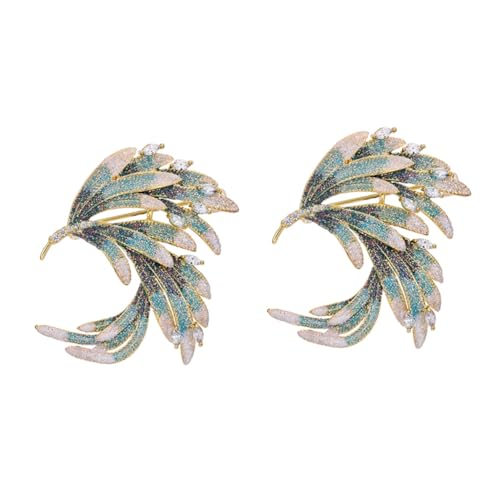 Healvian 2 Stück Federbrosche Accessoires für Mädchen Frauenbrosche Hochzeitsbrosche Bastelnadel Sicherheitsbroschen Pin modische Kragennadel Kleiderstift Brosche Schmuck Metall von Healvian