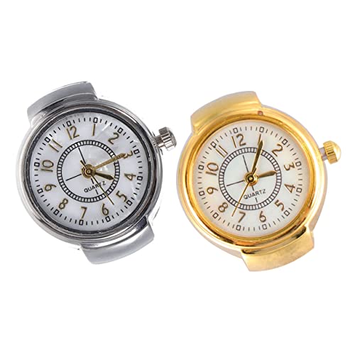 Healvian 2 Stück Ringuhr Damen Herren Fingeruhr mit Runden Kreative Dekorative Kleiner Uhr Leichtes Sicheres Material für Besondere Anlässe von Healvian