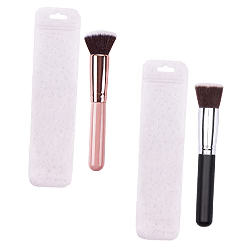 Healvian 2 Stück Flacher Makeup Rosa und Schwarz mit Etui für Foundation und Blush Hochwertige Synthetische Borsten zur Haut für Konturierung und Highlighting Healvian 2 Stück Flacher Makeup Rosa und Schwarz mit Etui für Foundation und Blush Hochwertige Synthetische Borsten zur Haut für Konturierung und Highlighting von Healvian