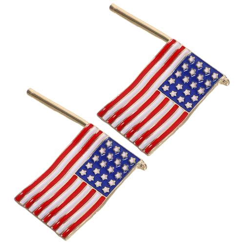 Healvian 2 Stück Flagge Emaille Anstecknadel Metallstern Brosche für Anzüge Veteranen Memorial Day Patriotisches Accessoire für von Healvian