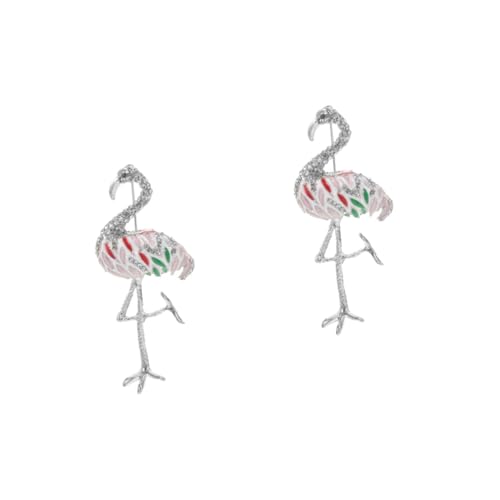 Healvian 2 Stück Flamingo Brosche Legierung Leichter Schmuck Animal Pin für Damen Eleganter Hawaii Party Anstecker für Kleidung Schal Mantel Tasche Modisches Accessoire von Healvian