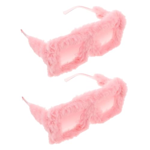 Healvian 2 Stück Flauschige Damen Sonnenbrillen mit Weichem Plüschrahmen Leichte Festivalbrille für Raves Modische Party Sonnenbrille für Frauen Stylische und Bequeme Outdoor Eyewear von Healvian