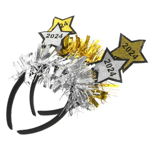 Healvian 2stücke Glitzer-neujahrs-stirnbänder Feiertagskopfschmuck Mit Fünfzackigen Sternen Leicht Und Bequem Für Partys Weihnachten Und Besondere Anlässe von Healvian