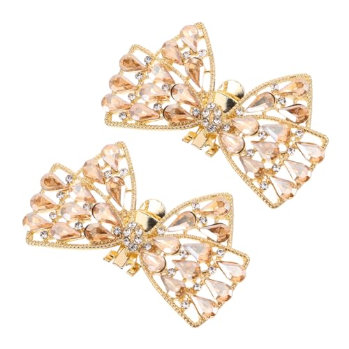 Healvian 2 Stück Glamouröse Strass Schleifen Schuhclips für Hochzeiten und Partys Abnehmbare Schnallenaccessoires für Damen Pumps und Ballerinas Champagnergold von Healvian