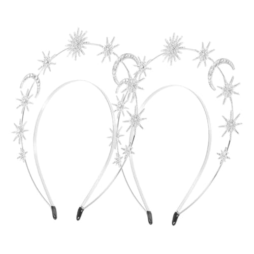 Healvian 2 Stück Göttinnen Haarreif Doppel layer Stern und Mond Haarschmuck für Damen Brautfest Kopfschmuck Leicht Elegant Sicherer Sitz Vielseitig Kombinierbar von Healvian
