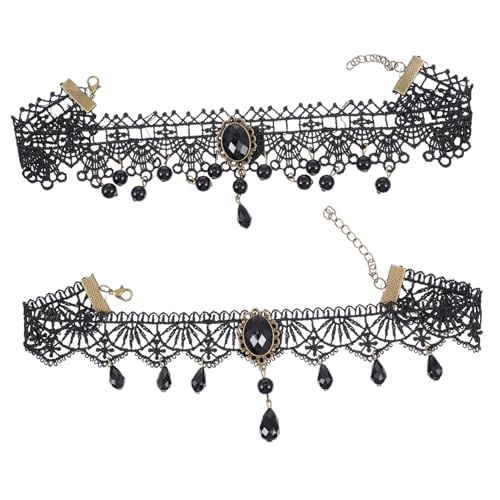Healvian 2 Stück Gothic Spitzenkragen Halskette Verstellbare Elegantes Damen Schmuck Accessoire für Karneval Halloween Festivals Healvian 2 Stück Gothic Spitzenkragen Halskette Verstellbare Elegantes Damen Schmuck Accessoire für Karneval Halloween Festivals von Healvian