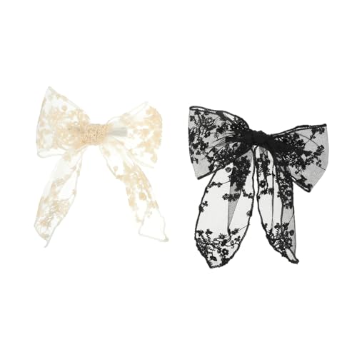 Healvian 2 Stück Große Haarschleifen Spangen Spitze Bowknot Haarclips für Frauen Mädchen Vielseitige Haarklammern für Dickes Dünnes Haar Festhaltende Haarspangen für Hochzeit und Alltag von Healvian