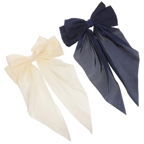Healvian 2 Stück Große Haarspangen mit Schleifen Blau Beige Trendige Haaraccessoires für Damen Bequem und Praktisch für Verschiedene Anlässe von Healvian