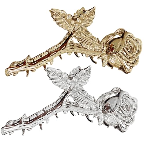 Healvian 2 Stück Haarklammern Haarklammer für Langes Haar Haarklammern für Frauen Robustes Haarzubehör Silber und Gold Eleganter Haarschmuck für Alltag und Fest von Healvian
