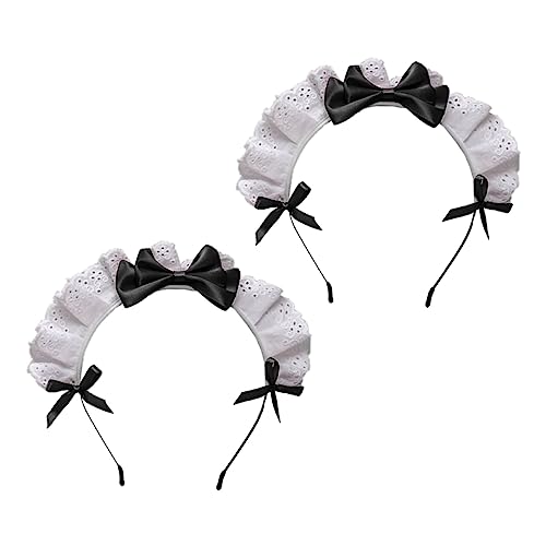 Healvian 2 Stück Haarreifen mit Schleifen für Mädchen Cosplay Haaraccessoire Handgefertigtes Lolita Stirnband Kopfbedeckung für Partys und Alltag von Healvian