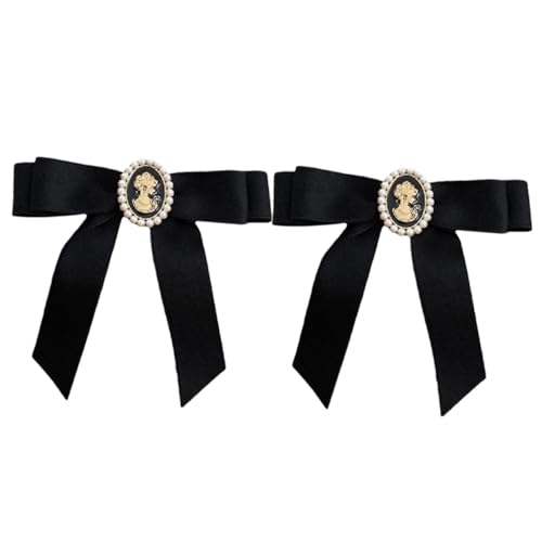 Healvian 2 Stück Haarschleifen Damen Vintage Schleifen Haarspangen mit Bowknot Design Stilvoller Haarschmuck für Alltag und Festliche Anlässe Sanfte Fixierung spurenfrei Schwarz von Healvian