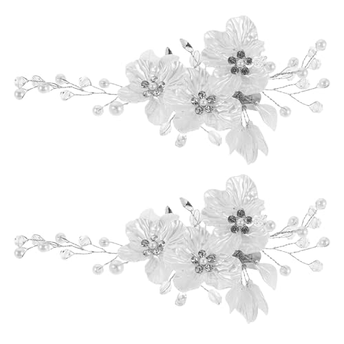 Healvian 2 Stück Haarschmuck für die Hochzeit: Haarnadeln mit Blumen für die Braut – Kopfschmuck mit Blumen für die Braut – ausgefallene Haarspange mit Strasssteinen für die für Frauen und von Healvian