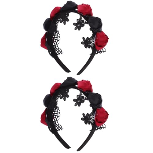 Healvian 2 Stück Halloween Blumen Stirnband Spitze Cosplay Haarschmuck für Partys für Kostüme und Besondere Anlässe Sorgt für Unvergessliche und Passt alle Kopfgrößen von Healvian