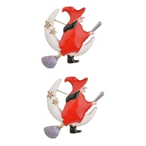 Healvian 2 Stück Halloween Brosche Hexe Legierung mit Glänzenden Tropf Öl Details und Funkelnden Strasssteinen Modischer Party und Erinnerungs Schmuck Leicht und Langlebig Perfektes von Healvian