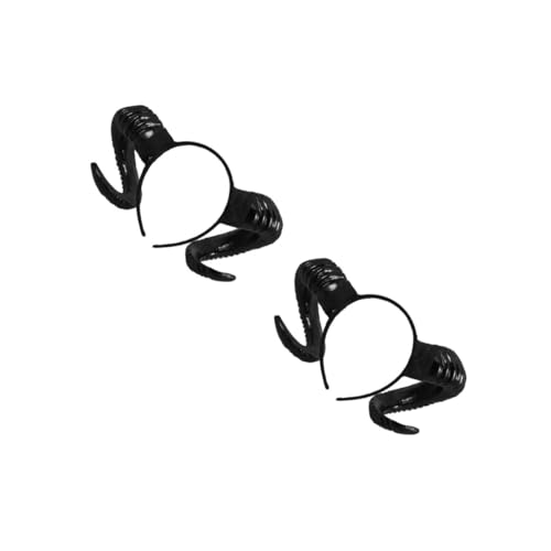 Healvian 2 Stück Halloween Haarband Ox Horn Stirnband Robust Komfortabel für Party Cosplay Themenfest Schwarz Breiter Bügel Ox Horn Haarschmuck von Healvian