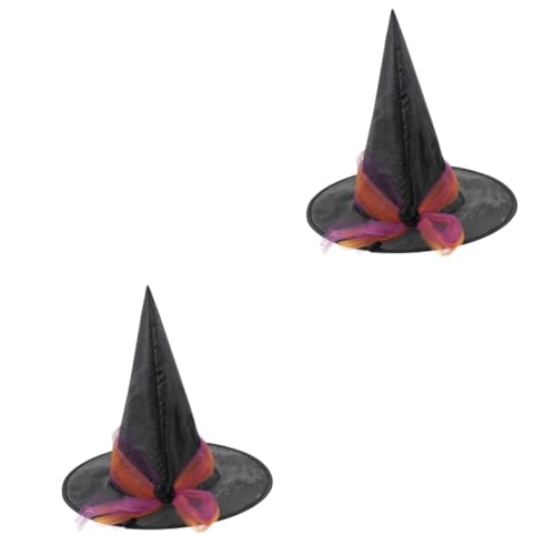 Healvian 2 Stück Halloween Hexenhut Damen Dekorativer Schwarzer Party Witch Hat Komfortabel Langlebig Eleganter Cosplay und Karnevalshut für und Kostümpartys von Healvian