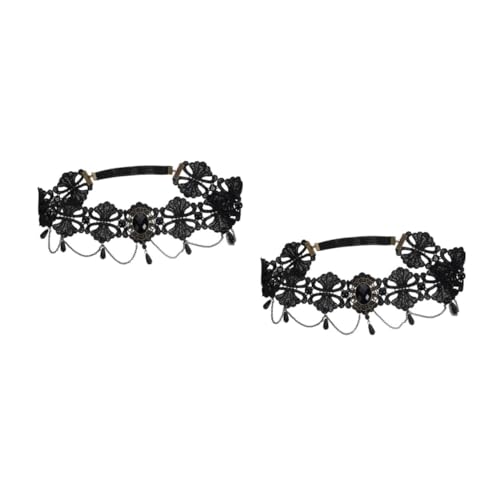 Healvian 2 Stück Halloween Stirnband Damen Perlen Spitze Elastisch Kopfbedeckung Für Kostüm Party Cosplay Festliche Haarschmuck Healvian 2 Stück Halloween Stirnband Damen Perlen Spitze Elastisch Kopfbedeckung Für Kostüm Party Cosplay Festliche Haarschmuck von Healvian
