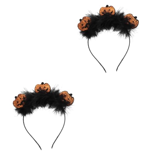 Healvian 2 Stück Halloween Stirnband Kürbis Glitzer Haarreif Karneval Kostüm Accessoire Einzeln für Party und Maskerade von Healvian