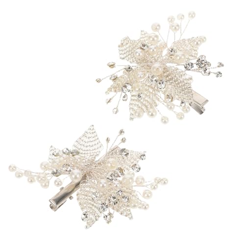 Healvian 2 Stück Handgefertigte Perlen Strass-haarspangen Funkelnde Blumen-haarschmuck-accessoires für Damen Vielseitig Einsetzbar als Braut Party-haarclip Komfortabel und Sicher von Healvian