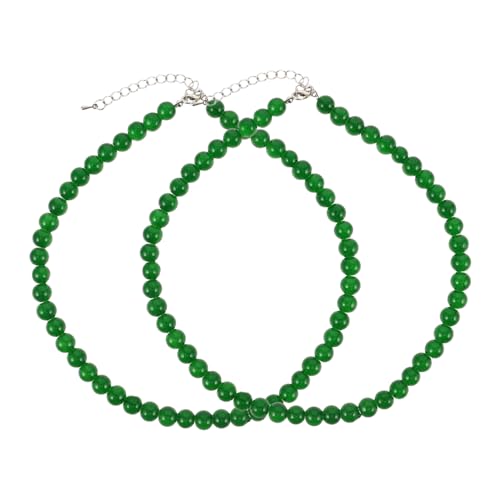 Healvian 2stücke Grüne Perlenkette Für Damen Handgefertigter Glasperlen-halschmuck Leicht Und Komfortabel Geeignet Für Arbeit Freizeit Und Feiern von Healvian