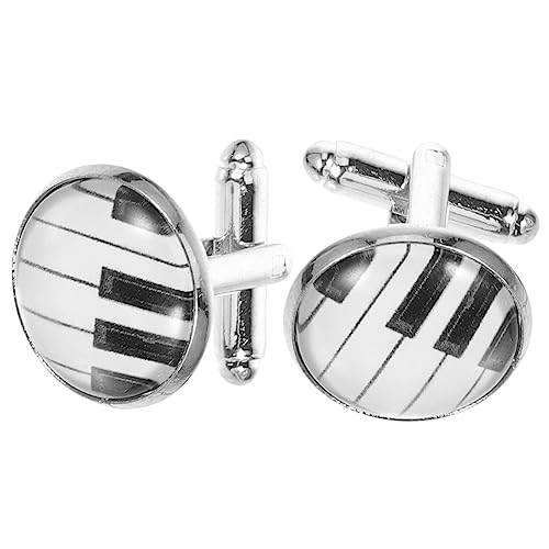 Healvian 2 Stück Herren Manschettenknöpfe mit Kreativem Klaviermuster Stilvolle Cufflinks für Anzüge Besondere Anlässe für Hochzeiten von Healvian