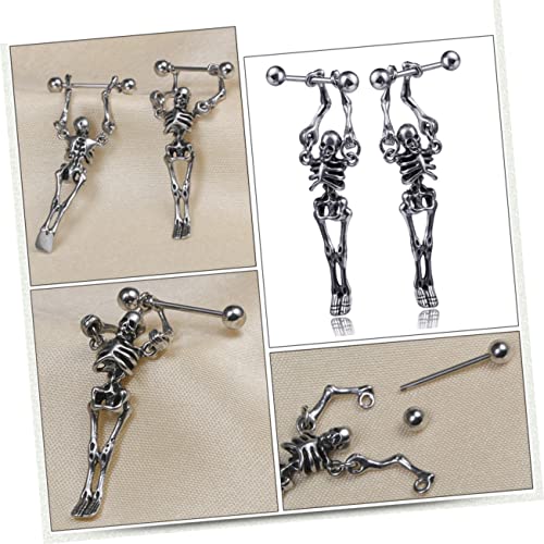 Healvian 2 Stück Herren Ohrringe Schädel Design Skull Ohrstecker Punk Stil Langlebig und Sicher für Festival Alltag von Healvian