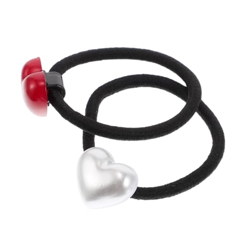 Healvian 2 Stück Herz Haargummis Hohe Elastizität Valentinstag Haarschmuck für Damen und Mädchen Sanft zu Haar Modisch Vielseitig für Sport Party und Alltag Kleine Haarbänder in Rot und von Healvian