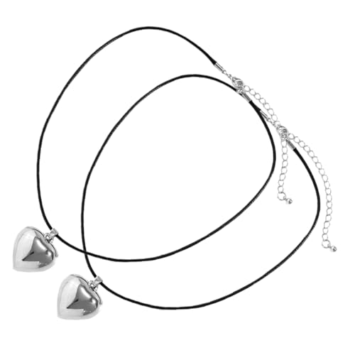 Healvian 2 Stück Herzanhänger Halskette für Frauen Elegantes Wachsband Clavicle Chain Modisches Accessoire für Geschenkidee für Valentinstag Besondere Anlässe von Healvian