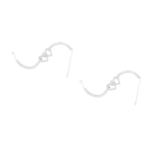Healvian 2 Stück Herzförmiges Fußkettchen Verstellbare Ankle Chain mit Rhinestone Eleganter Strand Schmuck für Frauen Vielseitig Tragbar Armband oder Fußkette Hochwertige Verarbeitung von Healvian