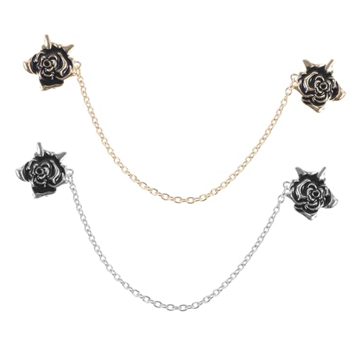 Healvian 2 Stück Hochwertige Broschen Roséverzierten Cardigan Clips Stilvolle Strickjacken Pulloverhalter für Damen Modische Kleidungsclip accessoires in Silber und Gold für Geburtstag und von Healvian