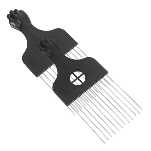 Healvian 2 Stück Hochwertiger Stahlhaar Pick Kamm mit Robustem Griff Vielseitig für Lockiges und Glattes Haar Fördert Kopfhautdurchblutung Langlebig für Herren und Damen Styling von Healvian