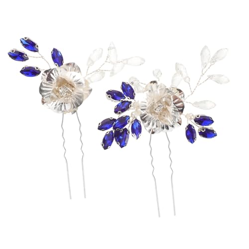 Healvian 2 Stück Hochzeitshaarnadel Vintage Haarnadel Brauthaarschmuck Haarnadel Mit Strasssteinen Für Hochzeiten Essstäbchen Für Brauthaare Brautschmuck Französische Metalle Blau von Healvian